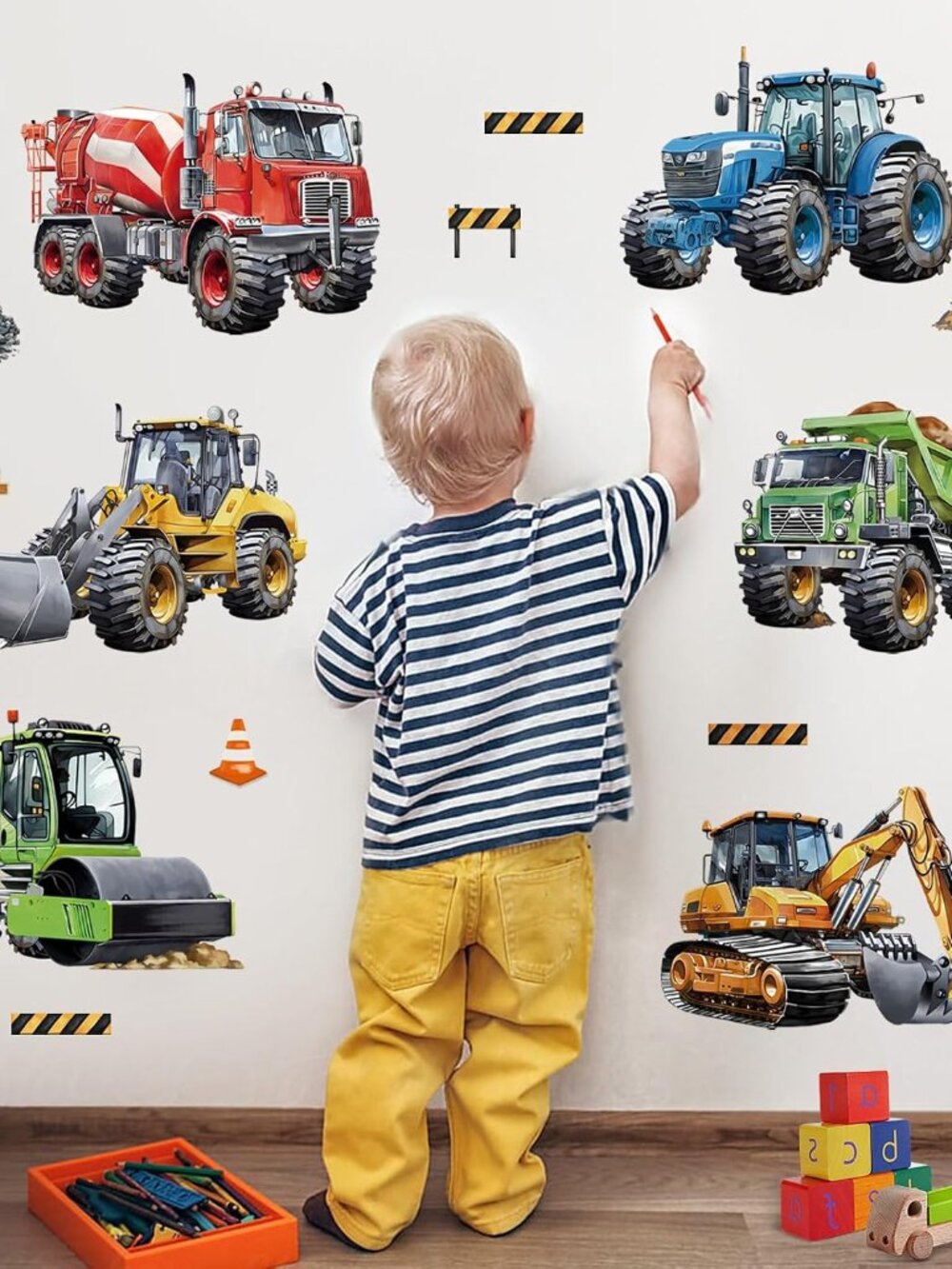Construction Cars Trucks Tractor Boys Wall Decals Stickers